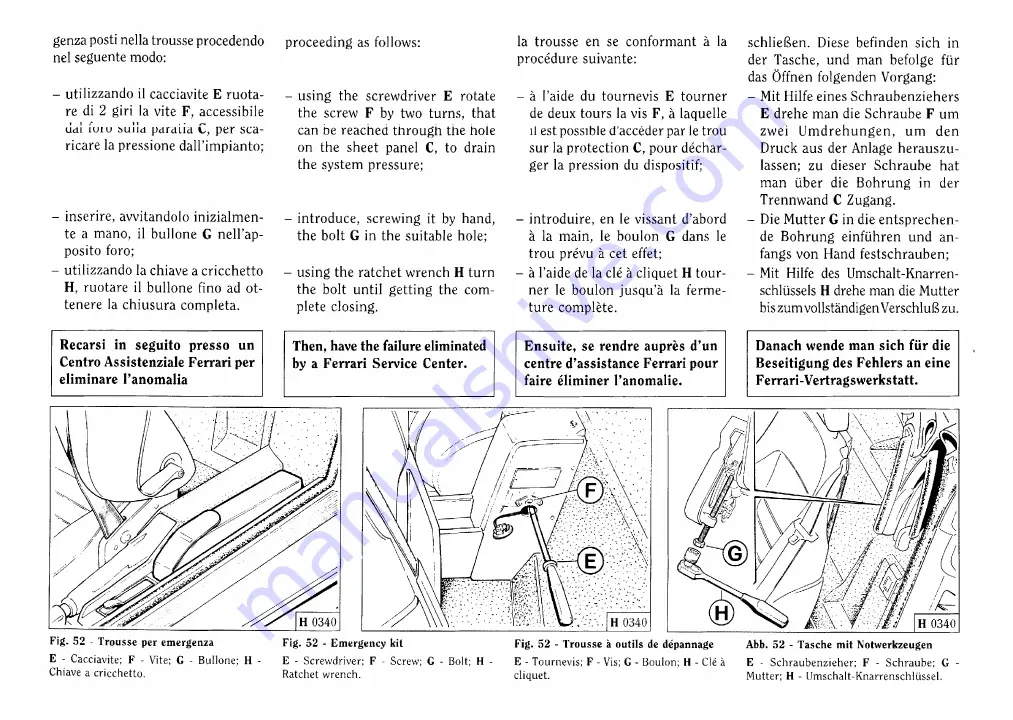 Ferrari 1999 355 F1 Owner'S Manual Download Page 180