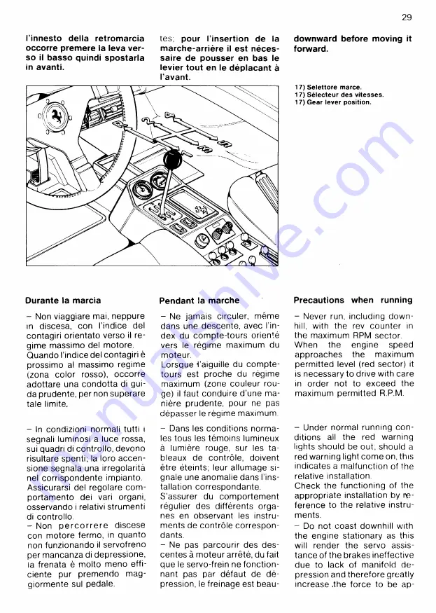 Ferrari 208 TURBO Owner'S Manual Download Page 31