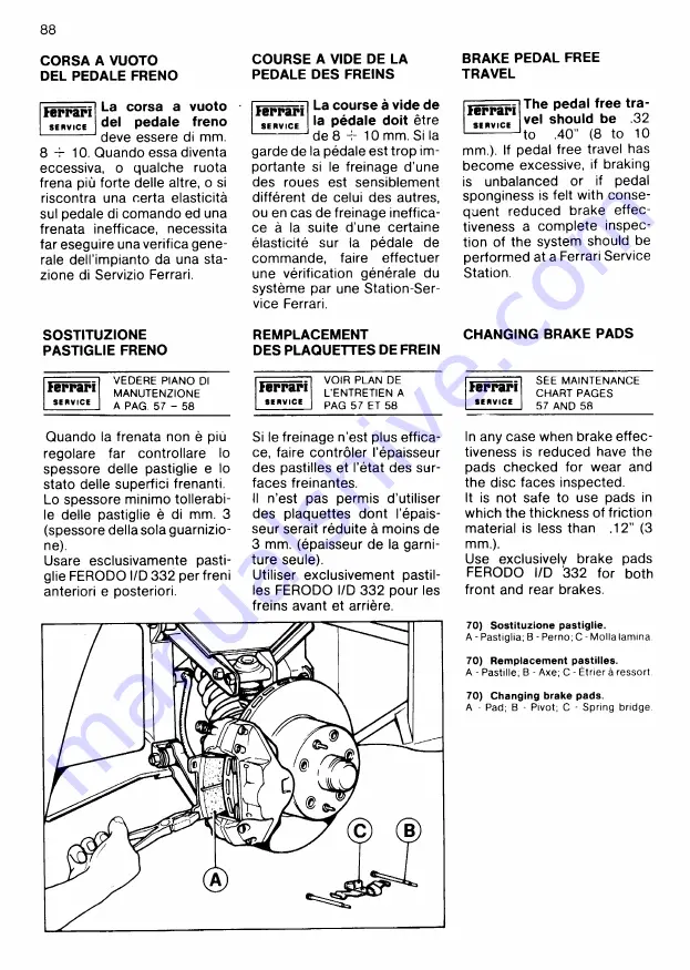 Ferrari 208 TURBO Скачать руководство пользователя страница 88