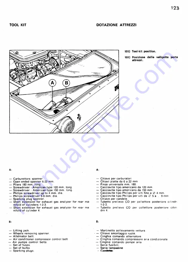 Ferrari 308 GTB 1977 Owner'S Manual Download Page 117