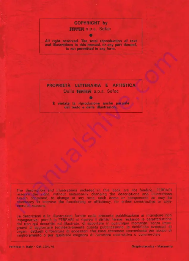 Ferrari 308 GTB 1977 Owner'S Manual Download Page 118