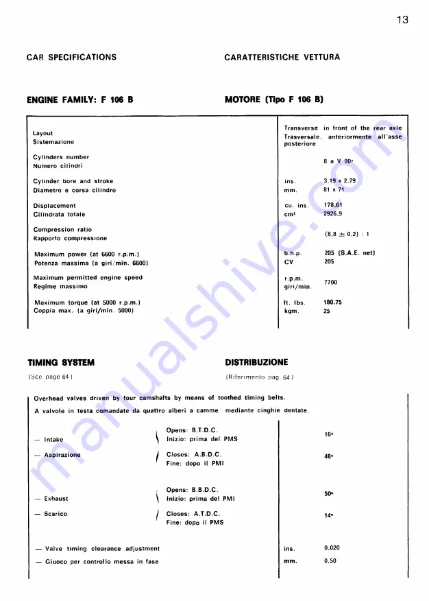 Ferrari 308 GTBi Owner'S Manual Download Page 13