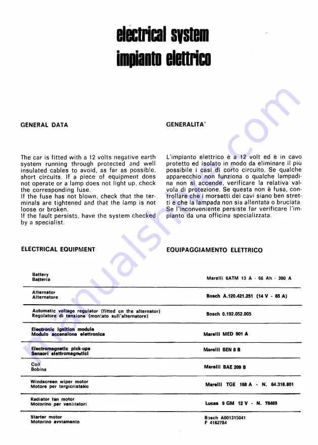 Ferrari 308 GTBi Owner'S Manual Download Page 92