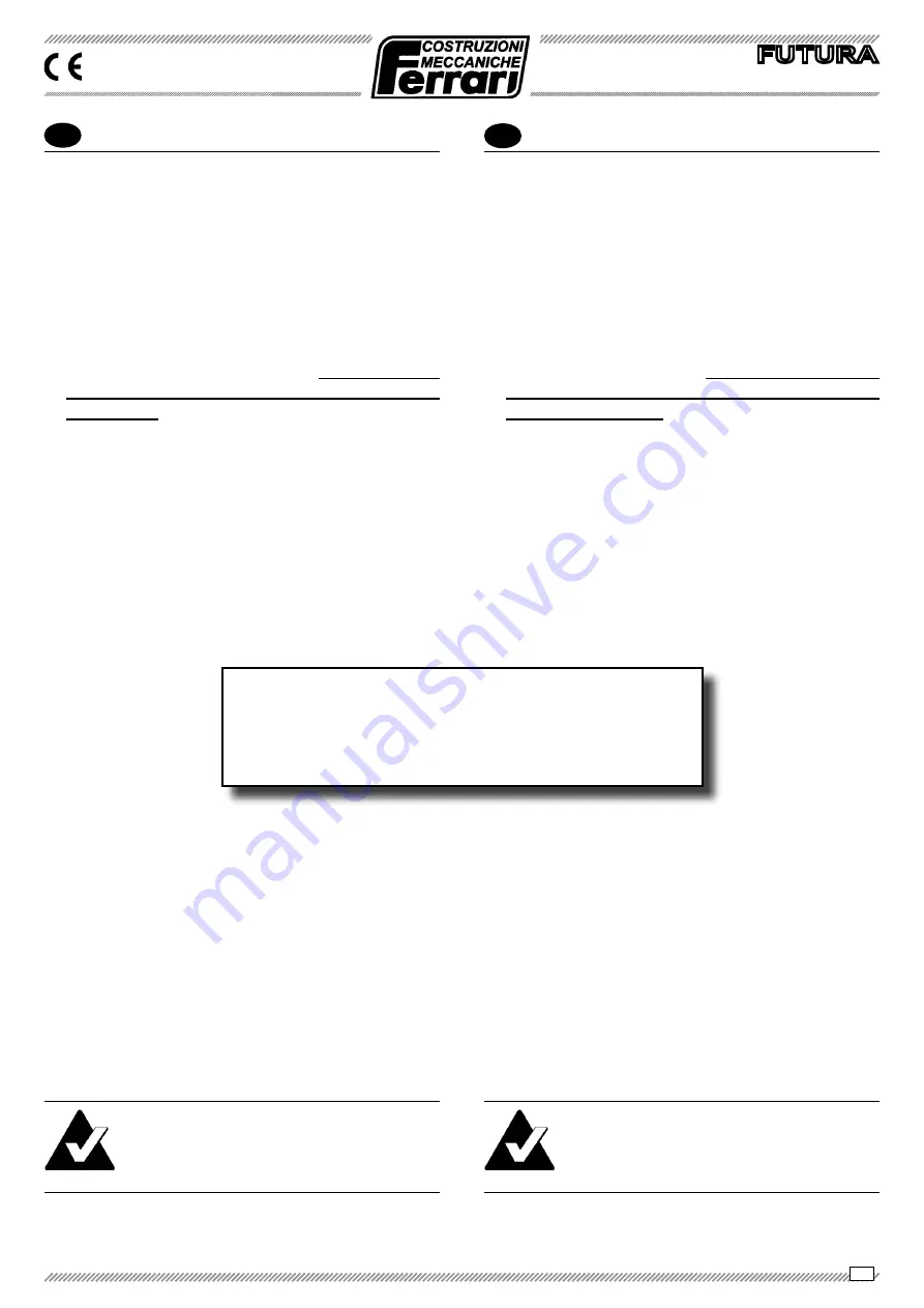 Ferrari FUTURA Operating And Service Manual Download Page 17