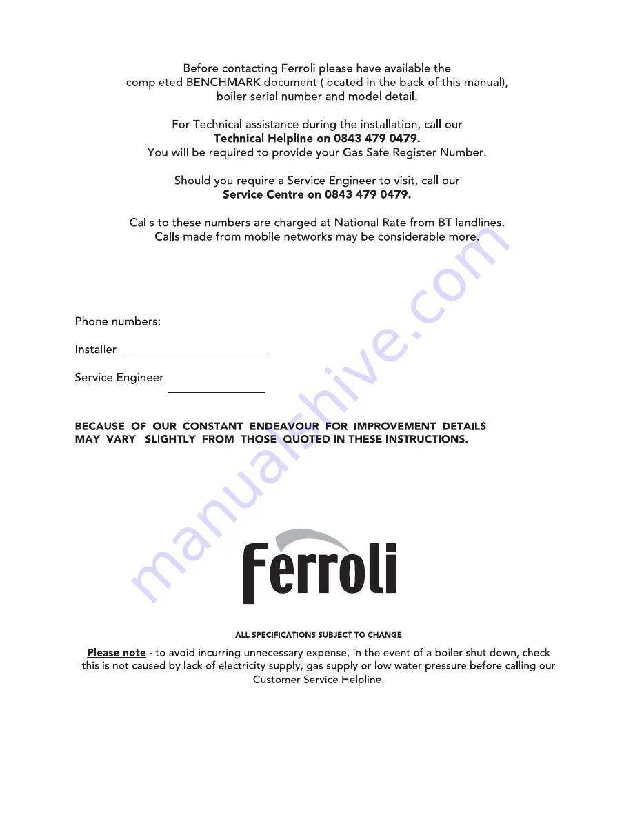 Ferroli MODENA 38C HE Instructions For Use, Installation & Maintenance Download Page 40