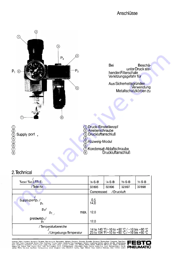 Festo Pneumatic LFR-E S-B Series Operating Instructions Manual Download Page 2