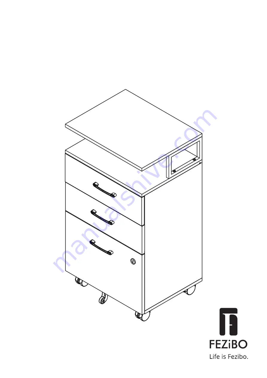 FEZIBO 3-Drawer Rolling File Cabinet with Lock Скачать руководство пользователя страница 1