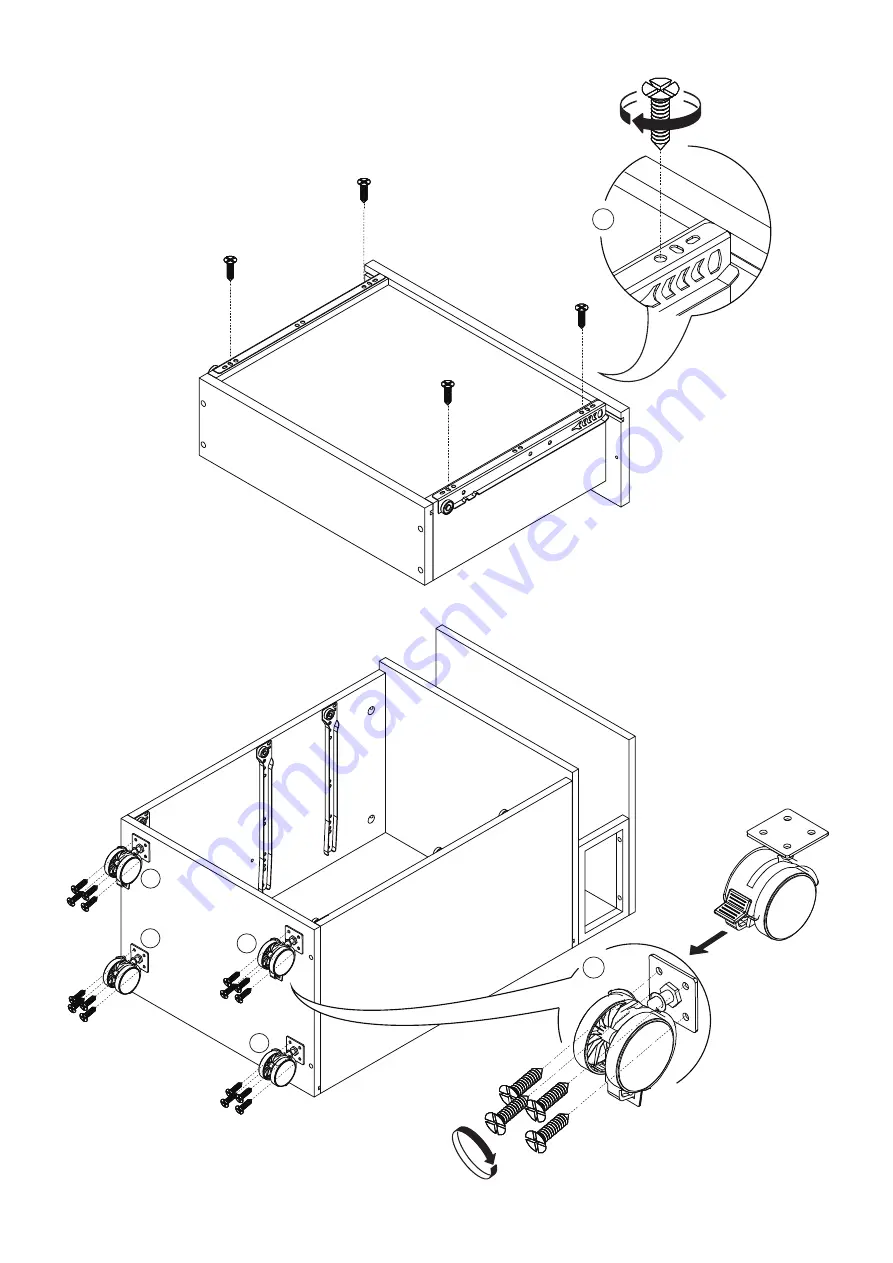 FEZIBO 3-Drawer Rolling File Cabinet with Lock Assembling Instructions Download Page 14