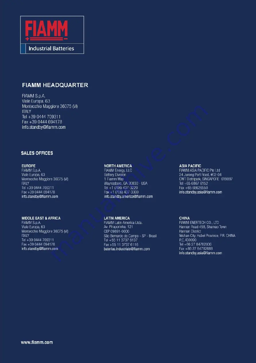 Fiamm SODIUM SoNick 48TL160H Installation & Operating Instructions Manual Download Page 30