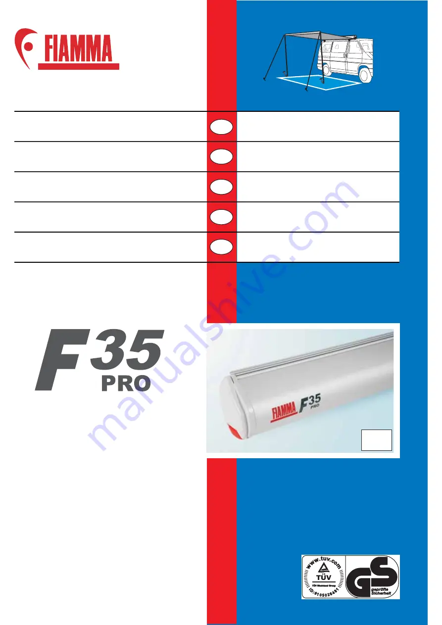 Fiamma F35 Pro 180 Installation And Use Instructions Manual Download Page 1