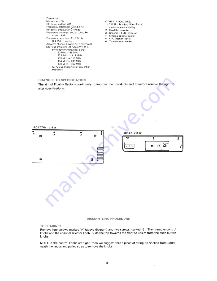 Fidelity Radio CB-3000FM Service Manual Download Page 4