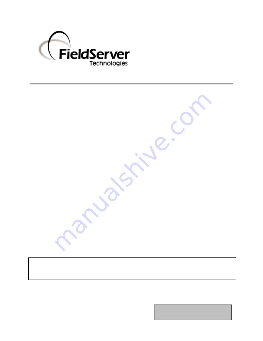 FieldServer A Sierra Monitor Company FS-8700-122 Driver Manual Download Page 1