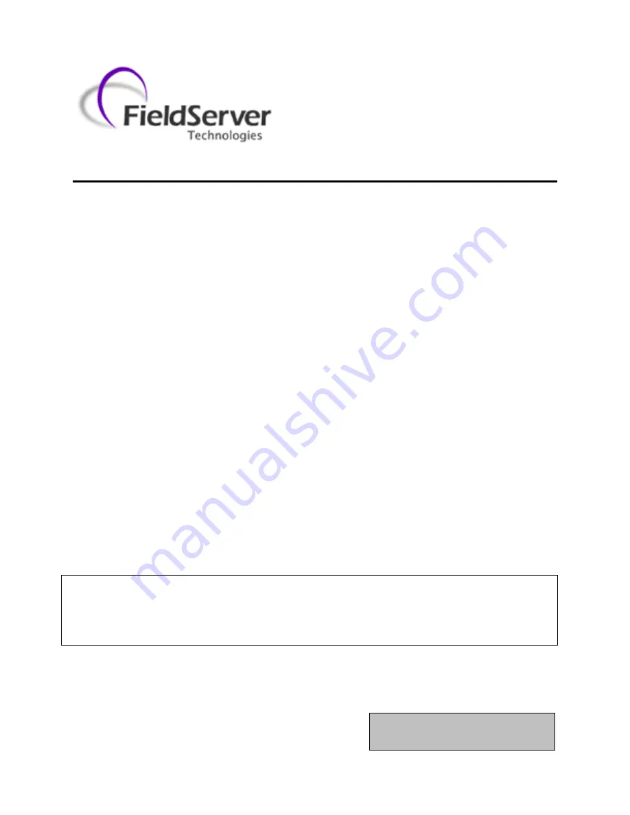 FieldServer Gamewell FCI E3 Series Driver Manual Download Page 1