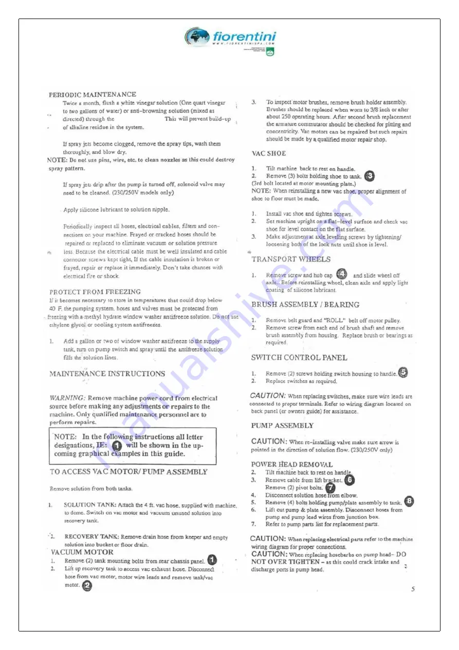 FIORENTINI L14 Operator'S Manual And Parts List Download Page 5