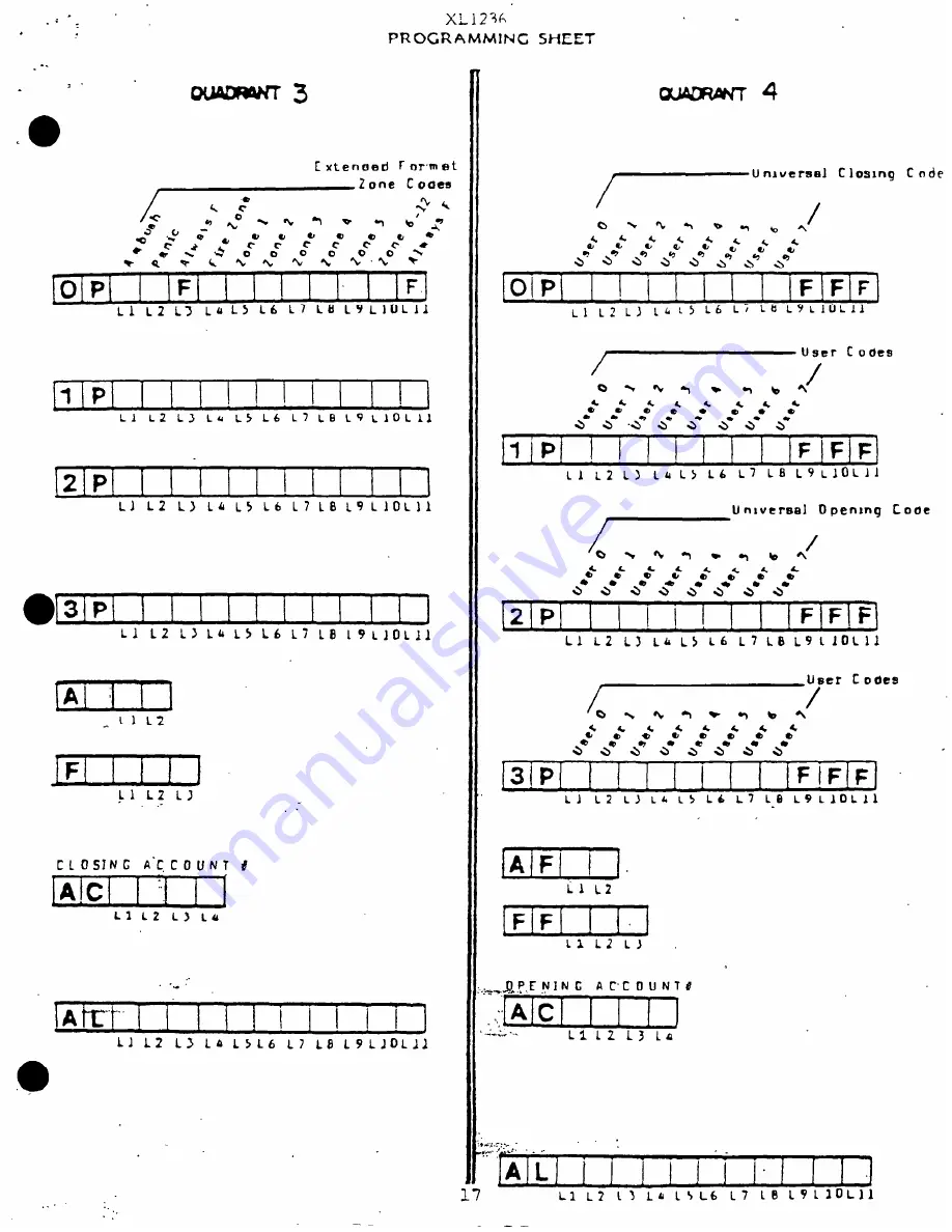 Fire Burglary Instruments XL1236 Programming Instructions Manual Download Page 17