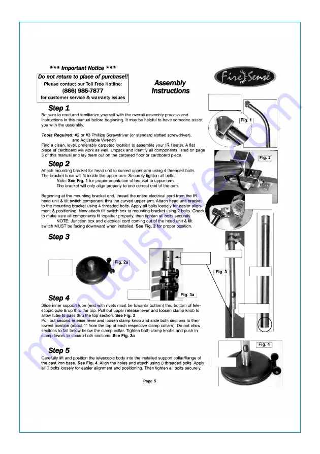 Fire Sense Mojave Sun IR MS-1500WOIRPH Assembly Instructions Manual Download Page 5