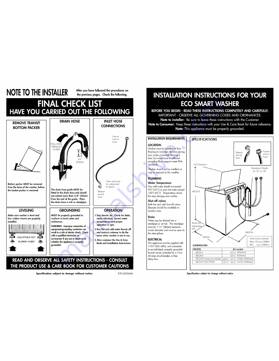 Fisher & Paykel IWL12-96154B Скачать руководство пользователя страница 1