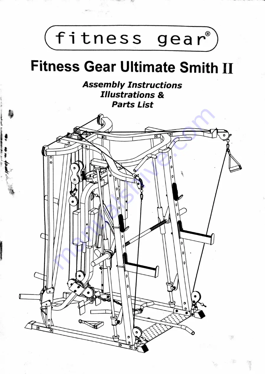 fitness gear Ultimate Smith II Assembly Instructions, Illustrations & Parts List Download Page 1