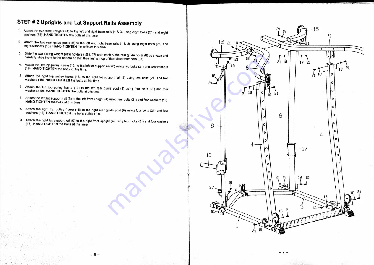 fitness gear Ultimate Smith II Assembly Instructions, Illustrations & Parts List Download Page 5