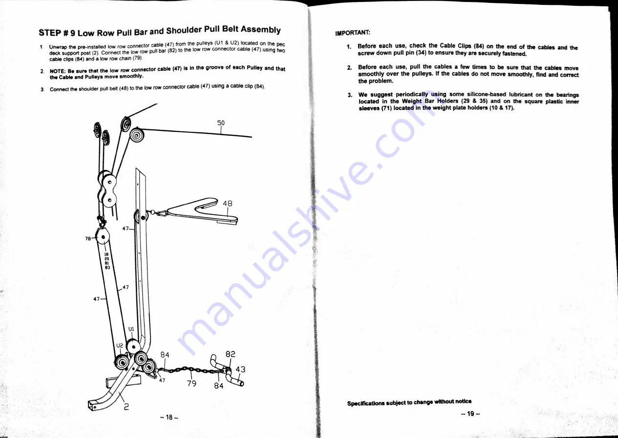 fitness gear Ultimate Smith II Assembly Instructions, Illustrations & Parts List Download Page 11