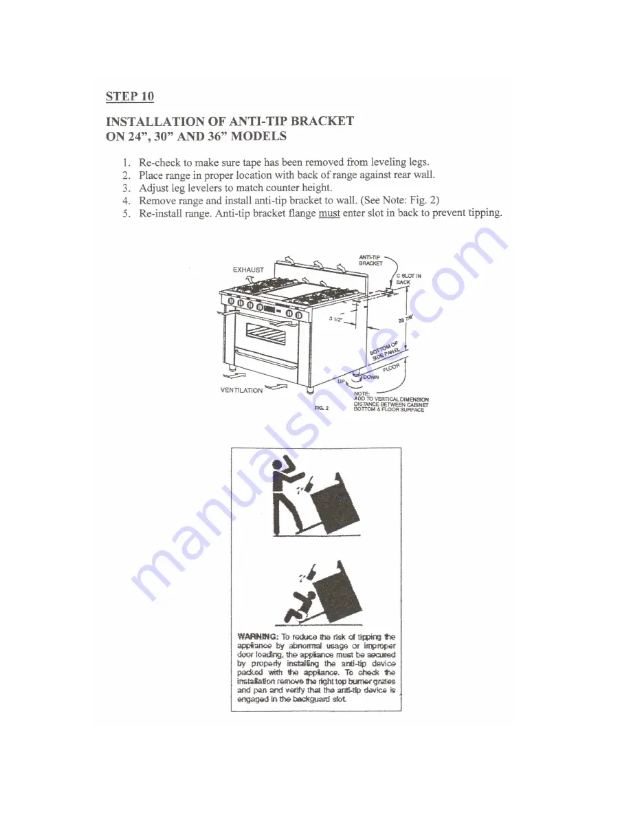 FiveStar TPN3117BSW Installation Instructions Manual Download Page 10