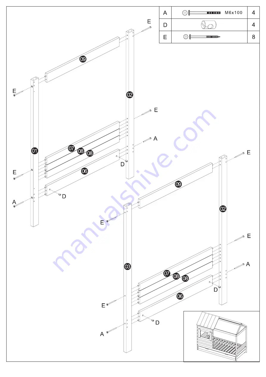 Flair Furnishings Woodland Trundle House Assembly Instructions Manual Download Page 6