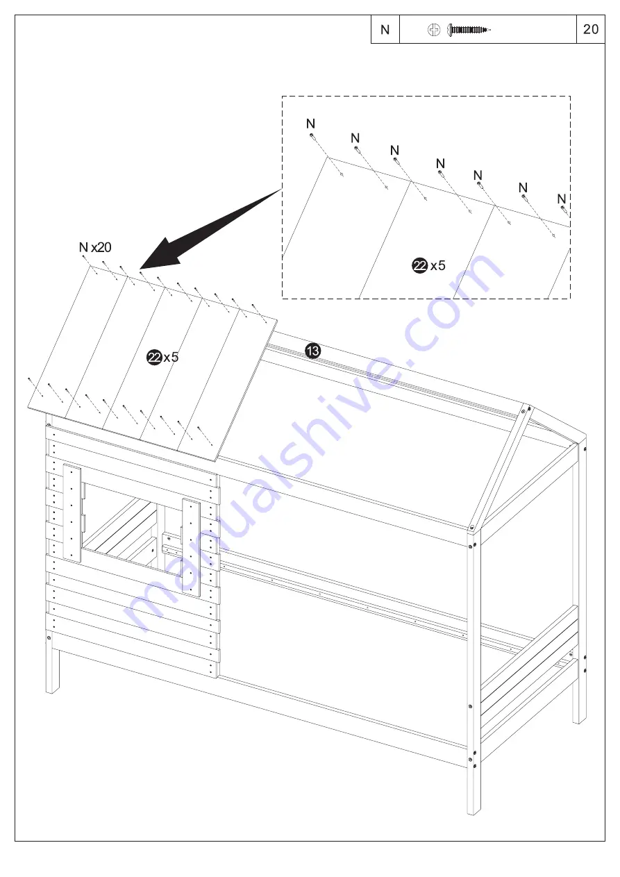 Flair Furnishings Woodland Trundle House Assembly Instructions Manual Download Page 13