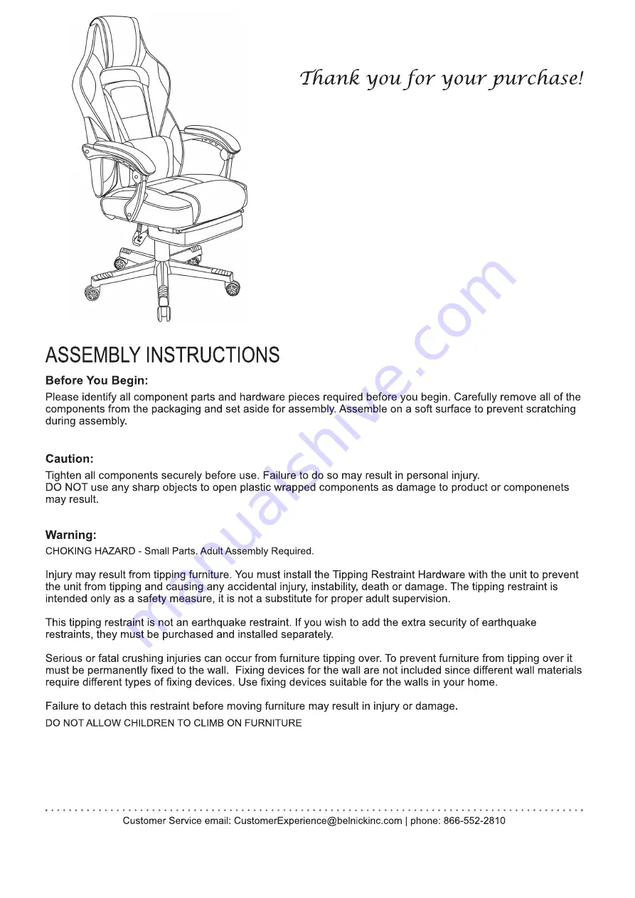 Flash Furniture CH-00288-WH-GG Assembly Instructions Manual Download Page 1