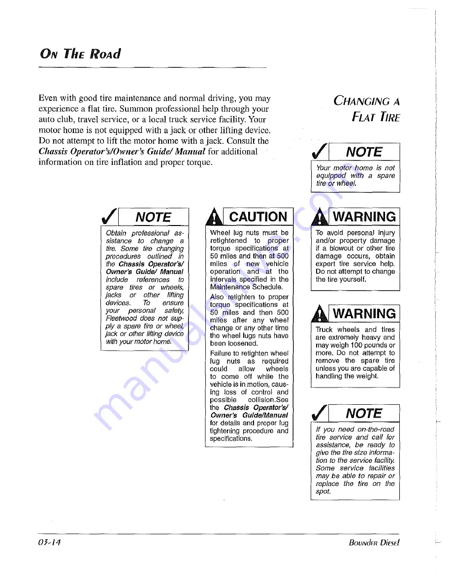 Fleetwood Bounder 2000 Owner'S Manual Download Page 50