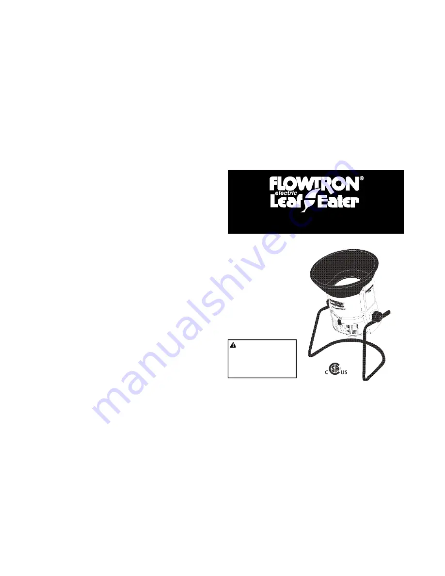 Flowtron Leaf Eater LE-900F Owner'S Manual Download Page 1