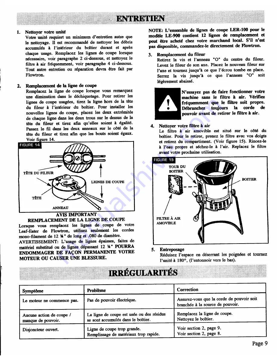 Flowtron Leaf Eater LE-900F Owner'S Manual Download Page 15