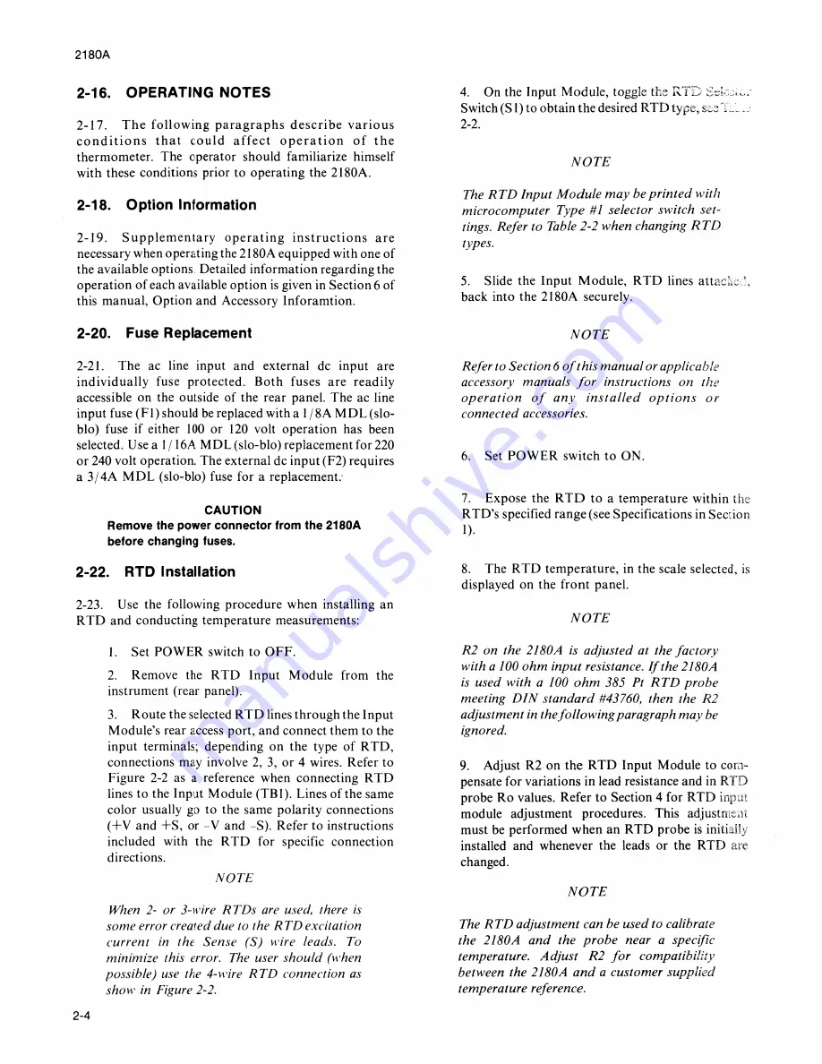 Fluke 2180A Instruction Manual Download Page 20