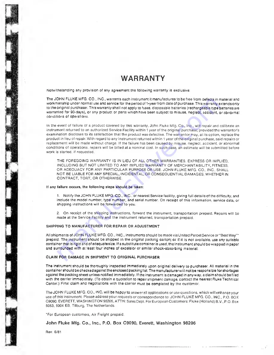 Fluke 415B Instruction Manual Download Page 3