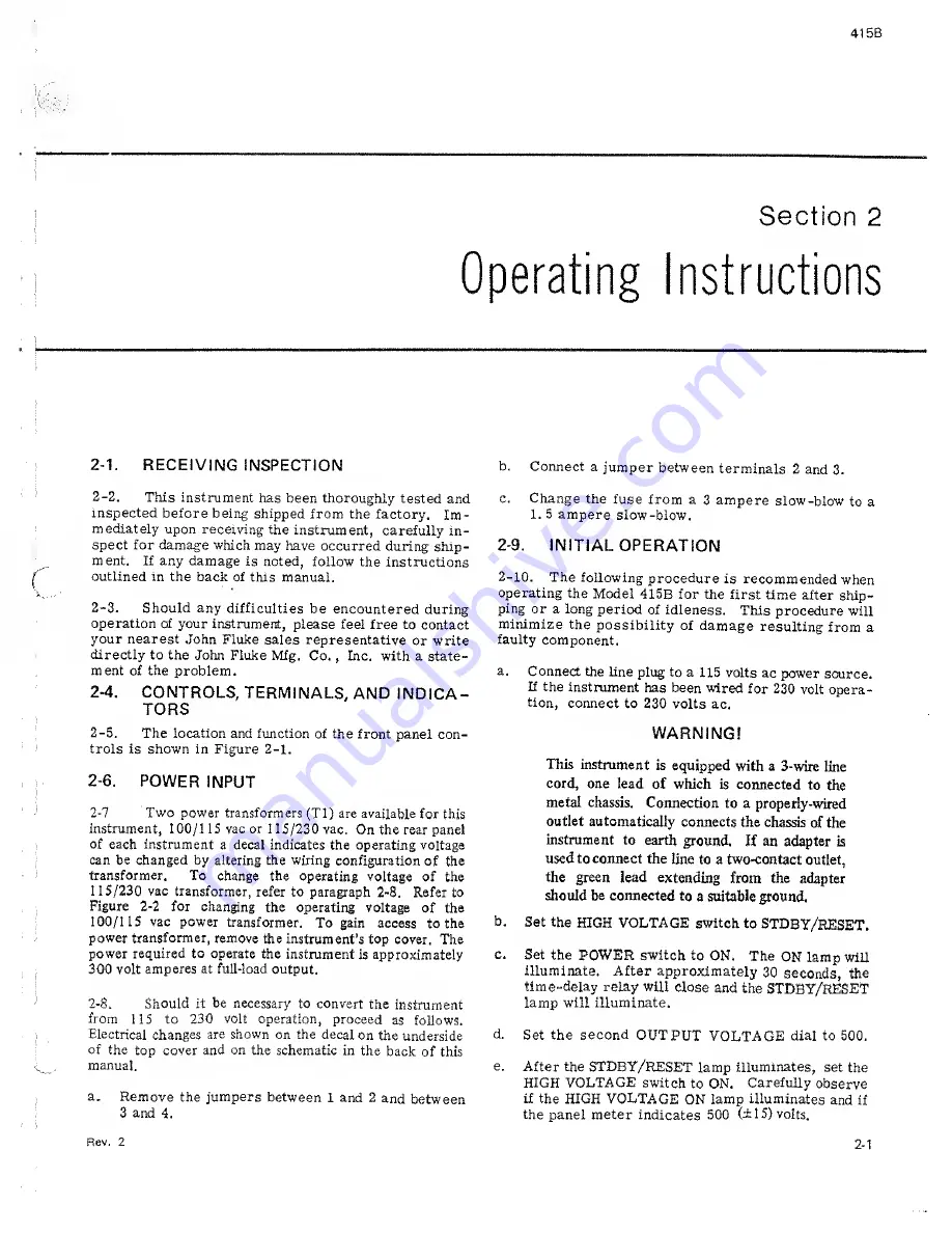 Fluke 415B Instruction Manual Download Page 21