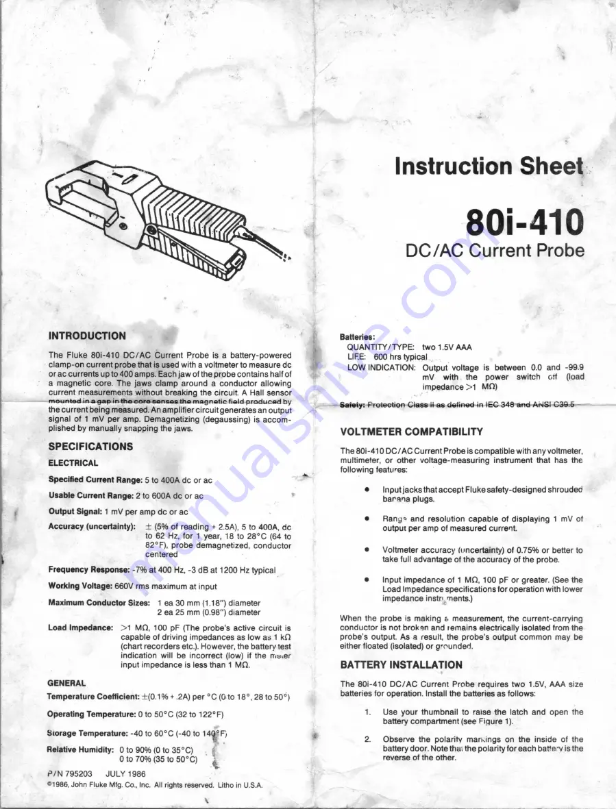 Fluke 80i-410 Скачать руководство пользователя страница 1