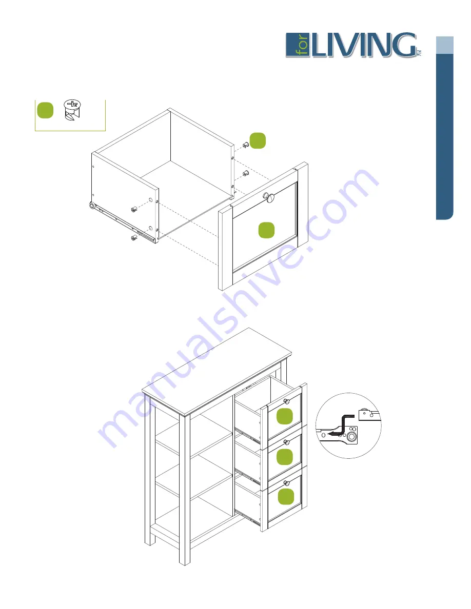 for Living Lakeville Double Wide Cabinet 063-3869-6 Assembly Instructions Manual Download Page 17