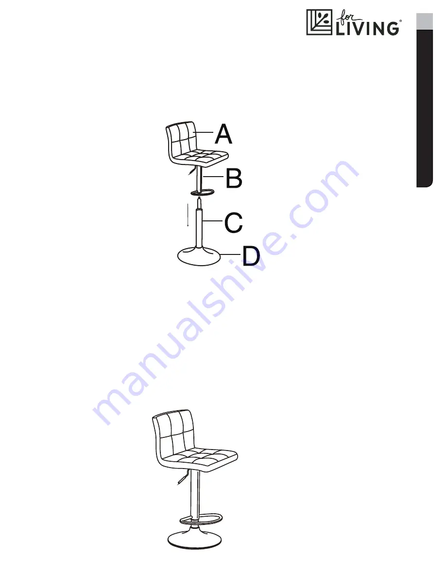 for Living Tufted Bar Stool H-6302BK Assembly Instructions Manual Download Page 7