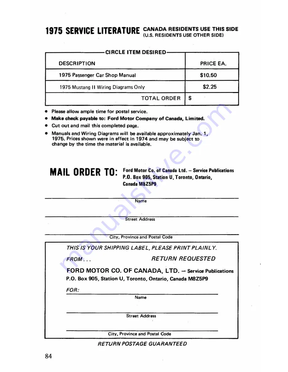 Ford 1975 Mustang II Owner'S Manual Download Page 88