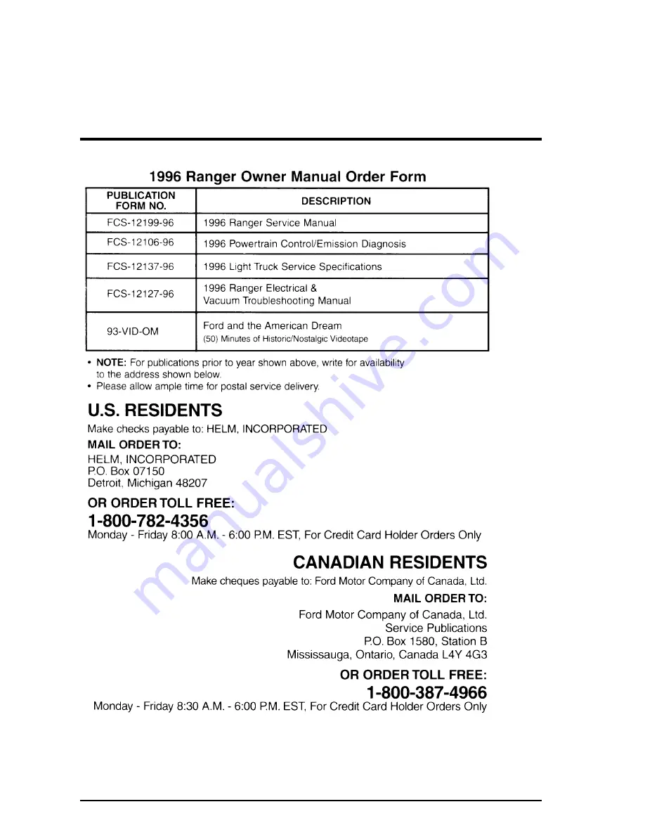 Ford 1996 ranger Скачать руководство пользователя страница 253