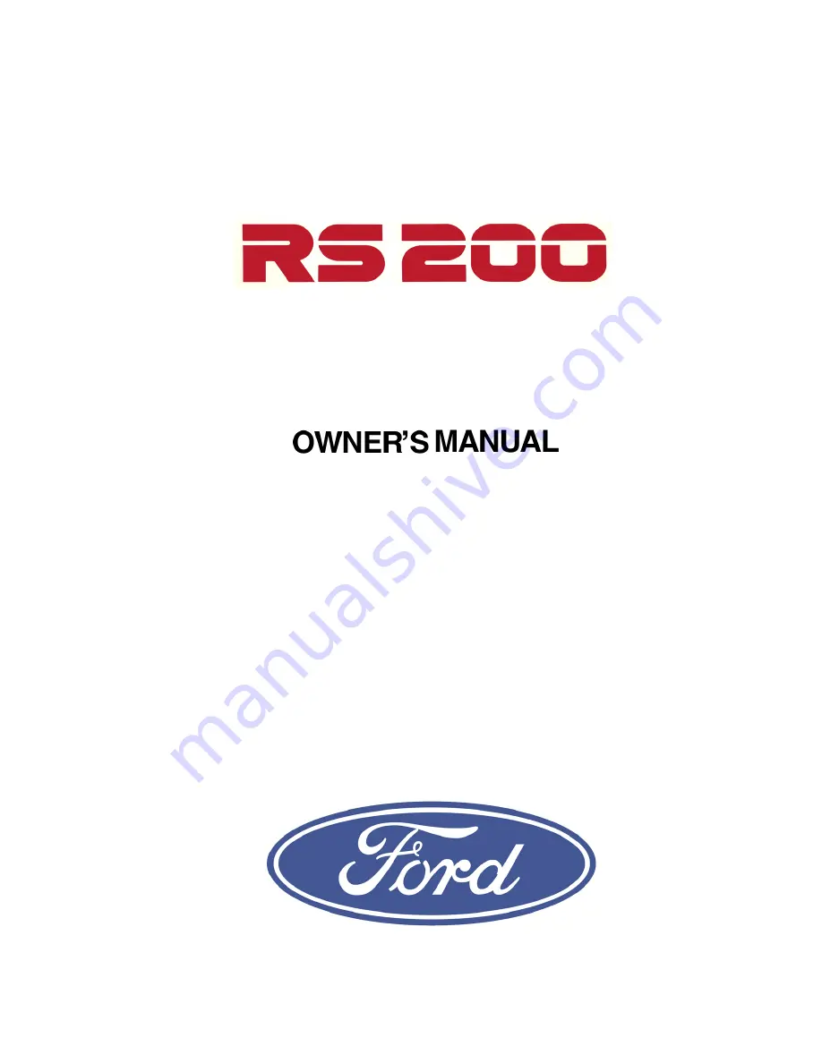 Ford RS200 Owner'S Manual Download Page 1