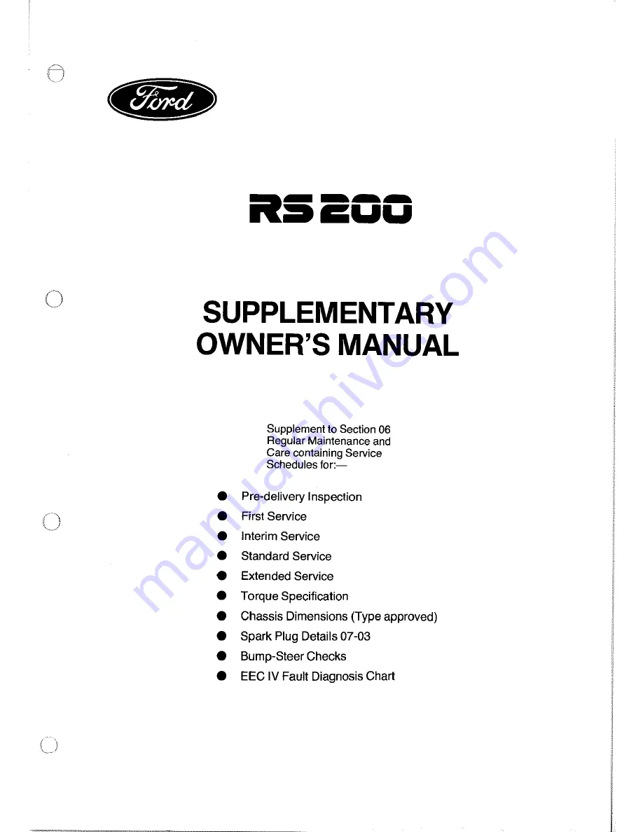 Ford RS200 Owner'S Manual Download Page 98