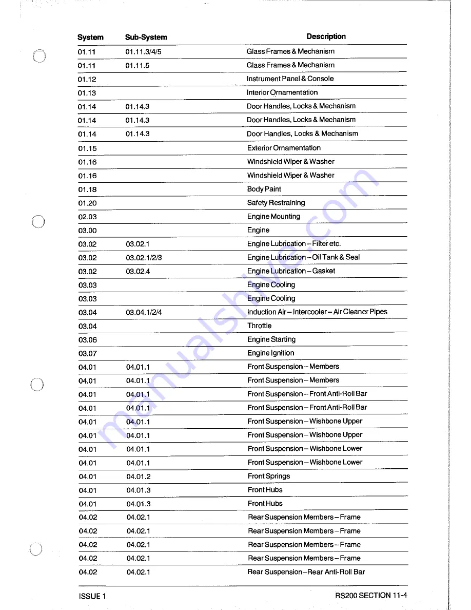 Ford RS200 Owner'S Manual Download Page 250