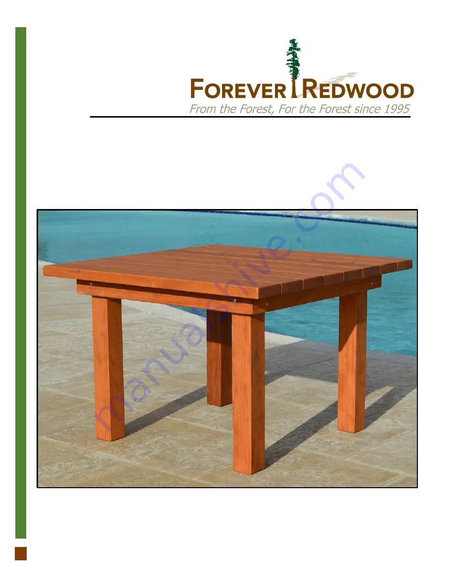 Forever Redwood SQUARE PATIO TABLE Скачать руководство пользователя страница 1