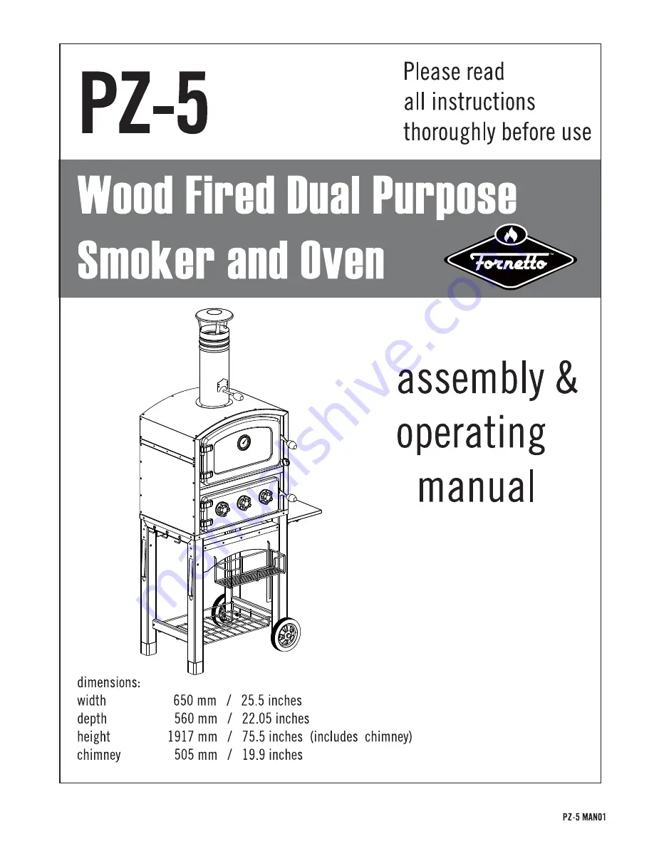 Fornetto PZ-5 Assembly & Operating Manual Download Page 1