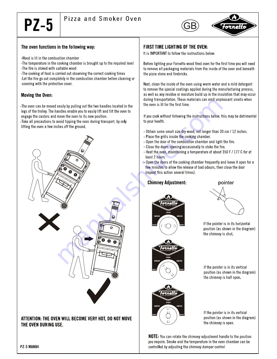 Fornetto PZ-5 Assembly & Operating Manual Download Page 4