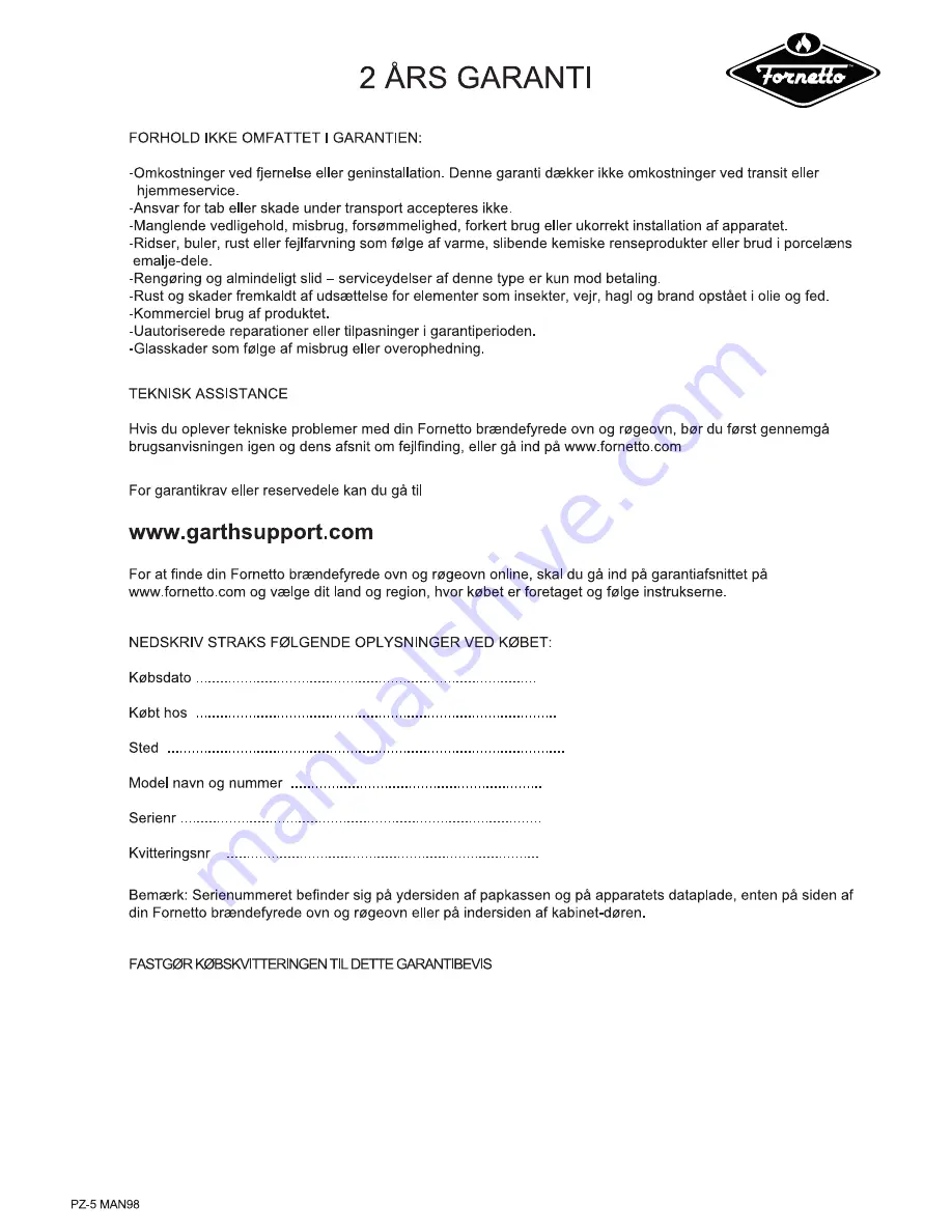 Fornetto PZ-5 Assembly & Operating Manual Download Page 98