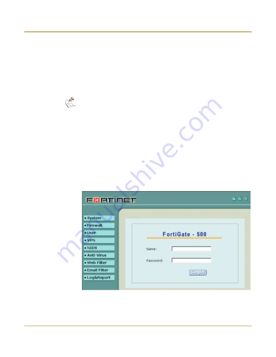 Fortinet FortiGate 500 Installation And Configuration Manual Download Page 30