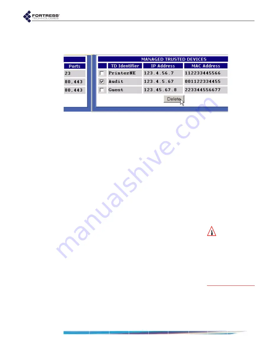 Fortress Technologies ecure Wireless Access Bridge User Manual Download Page 71