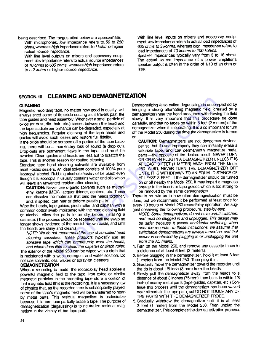 Fostex 250 Owner'S Manual Download Page 24