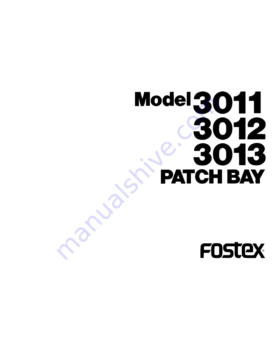 Fostex 3011 User Manual Download Page 1